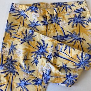 Vintage Stationwagon Yellow and Blue Hawaiian Capris / Pedal Pushers